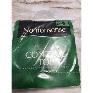 No Nonsense‎ Control Top Pantyhose Black A48 Sheer toe Size B Vintage